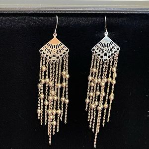 Beautiful Gold Fan Chandelier Earrings from Spain